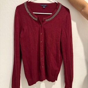 Tommy Hilfiger Branded Maroon Cardigan with Sparkles